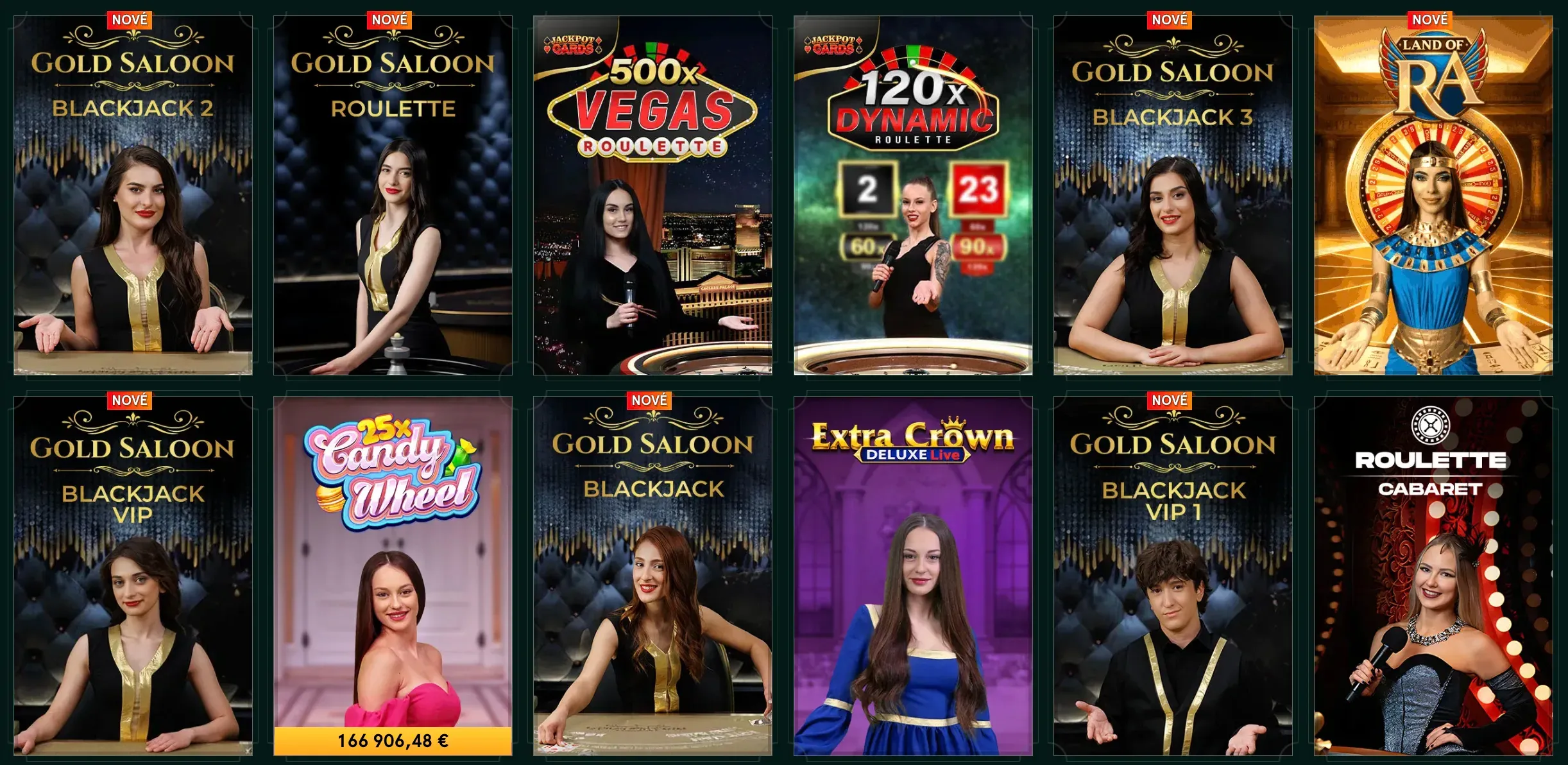 Živé kasinové hry v Casinia