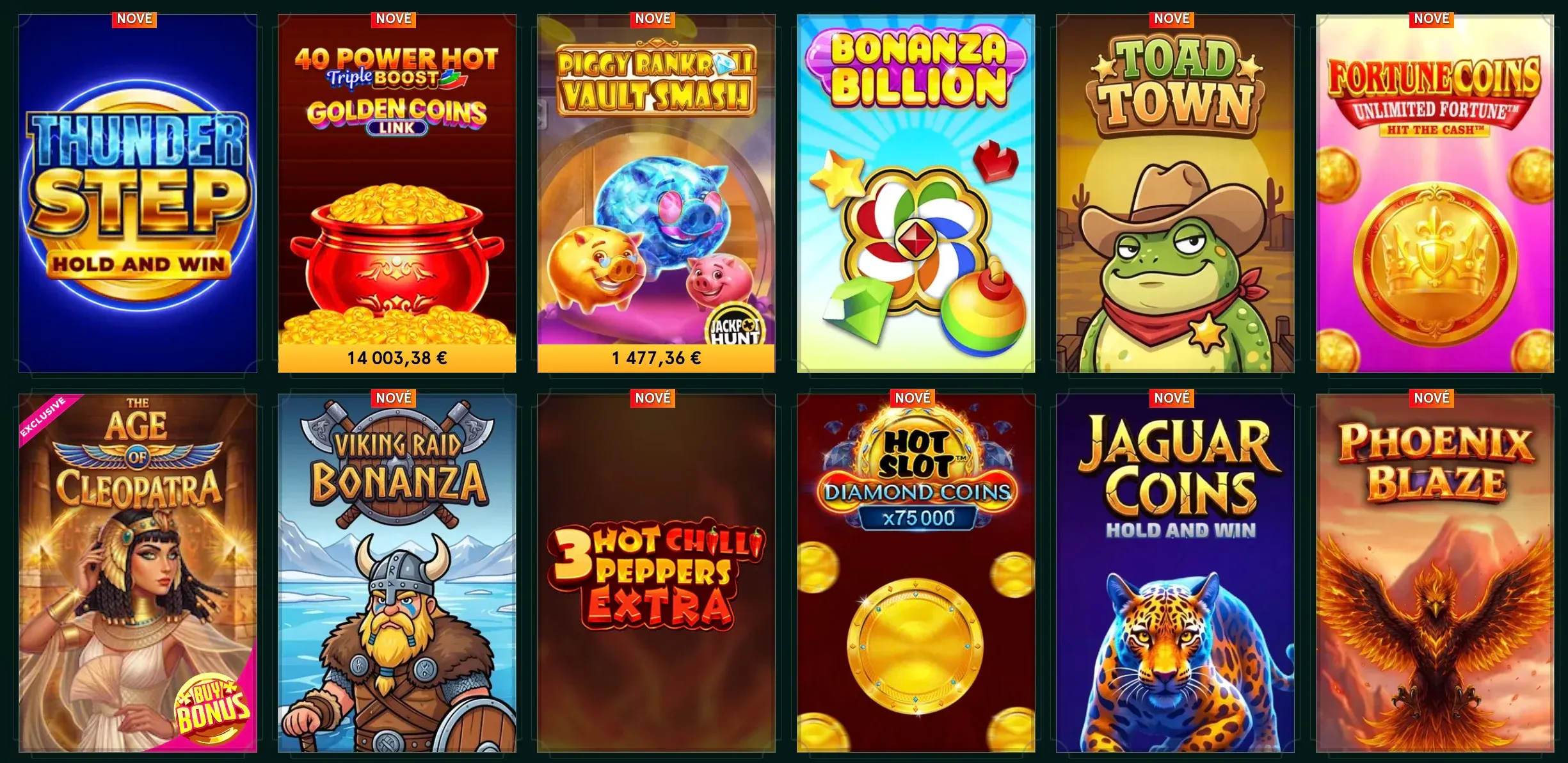 Kolekce výherních automatů v Casinia casino